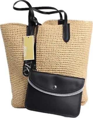 Michael Kors Eliza Large Natural Woven Straw Tote Bag With Pouch NWT $298 • $99.99