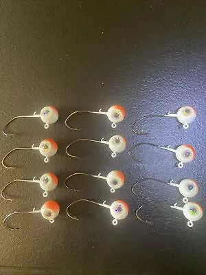 (12) Custom Bug Eye Jig Heads 1/2oz Phantom White Color Clean Eyes. • $9