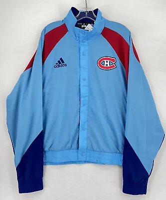 Montreal Canadians Adidas Reverse Retro Windbreaker Jacket - Size XL - Blue Red • $38.24