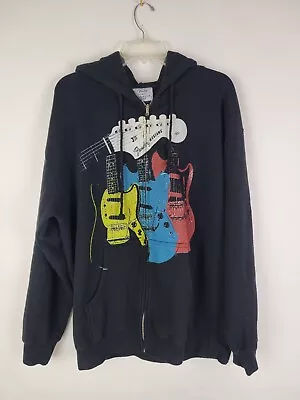 Fender MUSTANG GUITAR The Rock & Roll Lifestyle Mens Black Hoodie Size Large  • $24.77