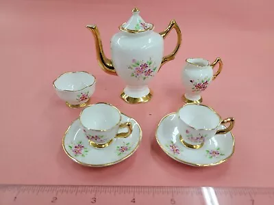 Vintage Staffordshire: Antique Miniature Teapot Cream Sugar Cups And Saucer • $29.95