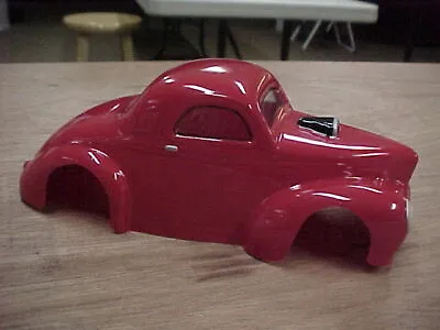 1/24 Slotcar 1/24 Scale Vintage Slot Car Clear Body 1941 Willys Coup Hot Rod • $8