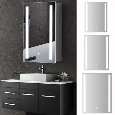 Illuminated Bathroom LED Mirror Cabinet W/Storage Shaver SocketTouch Sensor NEW • £125.95