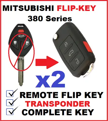 $95 • Buy 2x Mitsubishi 380 DB Car Key Remote Flipkey Transponder 2005 2006 2007 2008 ID46