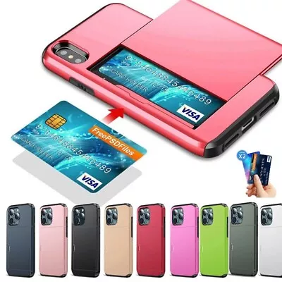 $5.69 • Buy Slide Wallet Credit Card Slot PC Phone Case For IPhone 11 12 13 14 Pro Max XR SE
