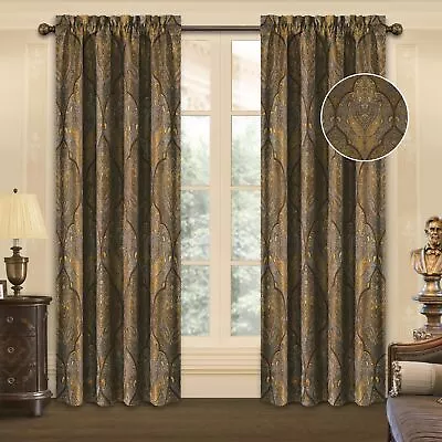 Loom And Mill Luxury Jacquard Curtains For Bedroom Classic Antique Damask Bl... • $131.48