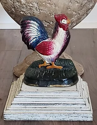 Vintage Cast Iron Rooster Chicken Doorstop Farmhouse Rustic Primitive Style  • $19.99