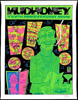 Mudhoney Concert Poster 10th Anniversary Seattle Crocodile Cafe 1997 Ward Sutton • $145