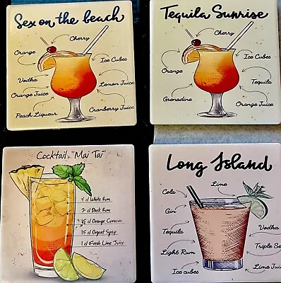 New Set Of 4-4x4 Ceramic Drink Coasters.  With Cork Backing. • $7.99