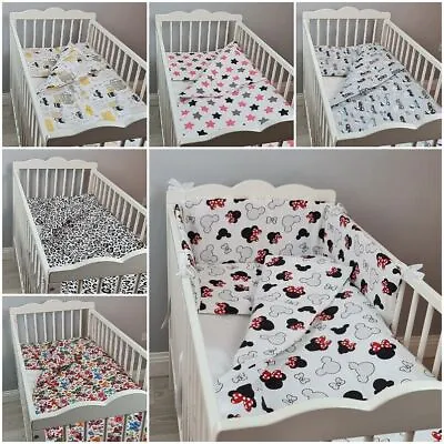 4 Pcs Bedding Set Baby For Crib Cot Bed Pillowcase Duvet Cover + Duvet Pillow • £3.99