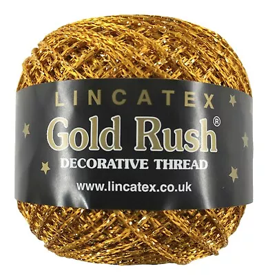 £2.99 • Buy Glitter Lurex Thread Metallic Lincatex Gold Rush 80 Metre Balls Goldfingering