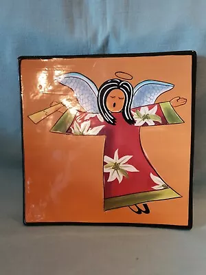 Naylor Designs Handpainted Angel & Horn Ceramic Square Plate Rare GC • £13.99