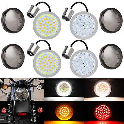 1157 Front And 1156 Rear LED Bullet Turn Signal Lights Smoke Lens Fit For Harley • $17.48