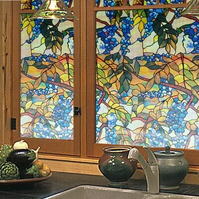 3D Frosted Window Films Static Cling Stained Glass Sticker Opaque Door Adornment • $22.72