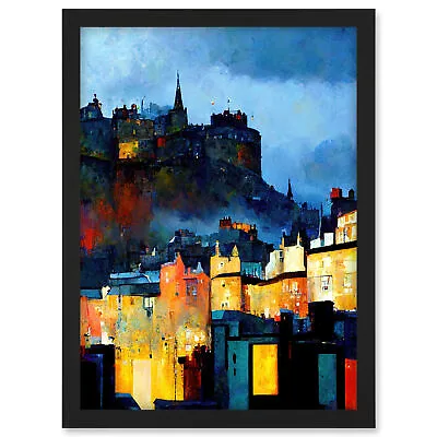 Edinburgh Castle Grassmarket City Modern Framed Wall Art Picture Print A3 • £26.99