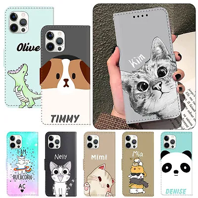 Cartoon Personalised Case Wallet Leather Cover For Apple IPhone 15 Pro Max 14 13 • $12.89