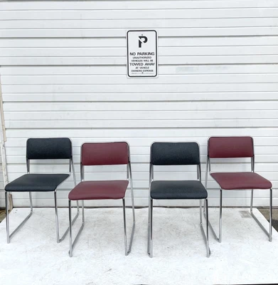 $495 • Buy Vintage Modern Stackable Dining Chairs By Loewenstein- Set Of Four