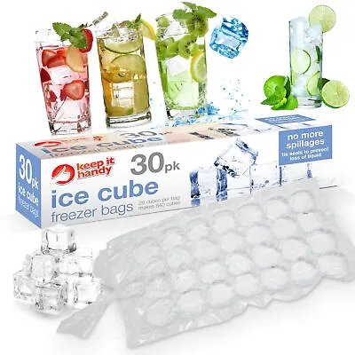 Ice Cube Freezer 30 Bags - Makes 840 Ice Cubes 28 Cubes Per Bag UK • £5.99