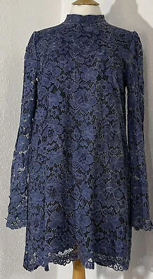 £10.90 • Buy Zara Size L Dress Lace Lined Blue Party Evening 740