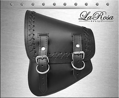 $142.49 • Buy Black Leather Laced La Rosa Left Saddle Bag Fit Harley V Rod Night Rod Special
