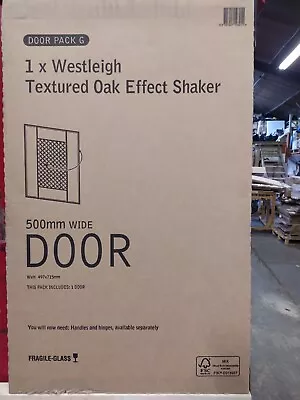 B&Q IT Kitchens  Door Pack G Westleigh Textured Oak Effect Shaker 500mm Wide • £39.99