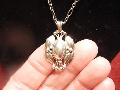 $165 • Buy Georg Jensen Sterling Silver Ornamental Pendant Necklace 2000