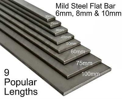 Mild Steel FLAT BAR 6mm 8mm & 10mm UK Trade Metal Supplier Band Saw Cut Lengths • £4.45