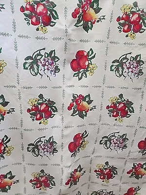 Vintage Tablecloth Fruit Floral Print Cotton Tablecloth 1940s 1950s 47  X 47  • $39.99