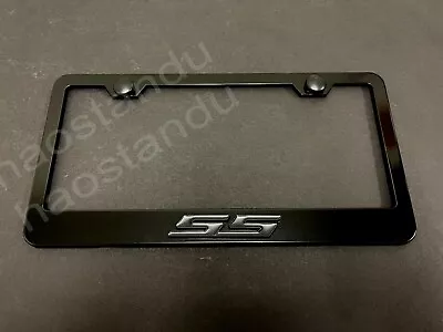 1x Black  SS  Super Sport 3D Emblem Badge BLACK Stainless License Plate Frame  • $18.75