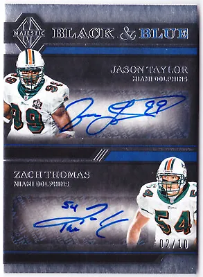 2018 Zach Thomas/Jason Taylor AUTOGRAPH #/10 Majestic Black & Blue Dolphins HOF • $299.95