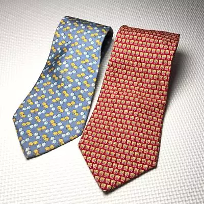 Salvatore Ferragamo MEN'S TIE 100% Silk 150/96 150/96 Lot Of 2 Used Authentic • $4.99