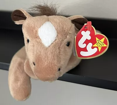 Orig TY Beanie Baby 28 Yrs!!🐴DERBY🐴 STAR/FUR MANE 1995 5/6 Gen PE Pellets NWMT • $16