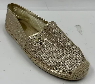 Michael Kors Kendrick Women's Shoes Sz 9M Gold Glitter Round Toe Slip-On Flats • $47.98