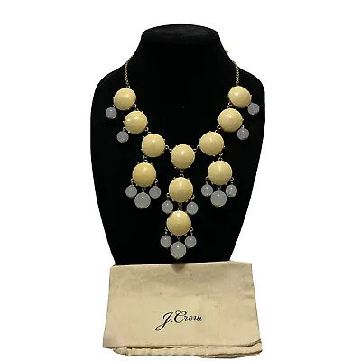 J Crew Statement Necklace Cream Bauble Gumball  26-30” Round Gold Tone Dust Bag • $13.20