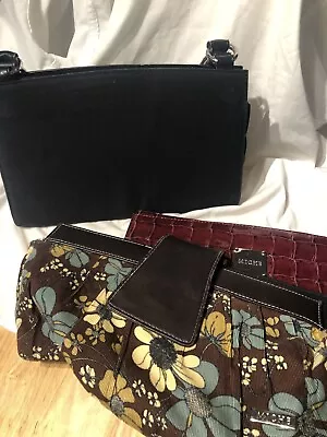 MICHE Classic Black Base Bag With Burgundy Faux Croc Shell And Floral Corduroy S • $35