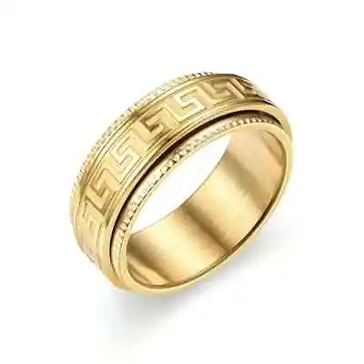 Titanium Men's Versace Greek Key  Style Rotary Ring.  Size 10 • $35