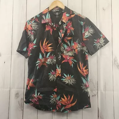 Volcom Shirt Mens Small Button Down Short Sleeve Multicolor Floral • $13.29