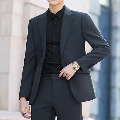 Men's Slim Fit Dress Suit-Jacket Top Long Sleeve Business One Button Blazer Coat • $43.01