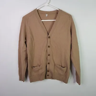 $24.95 • Buy Vintage Uniqlo Pure Wool Button Cardigan Sweater Womens Size M Brown Pocket