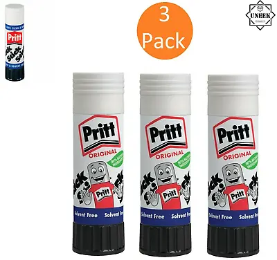 £4.20 • Buy 3 PACK GENUINE PRITT STICK GLUE Sticks Washable Non Toxic For Office School Home