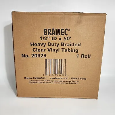 Bramec Heavy Duty Braided Clear Plastic Vinyl Tubing 1/2  ID X 50  No.20628 • $30.56