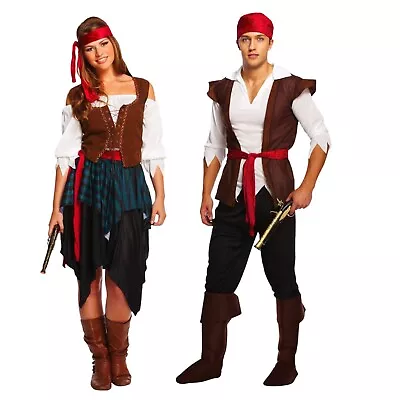 ADULT PIRATE CARIBBEAN Fancy Dress Costume Ladies Mens Couples Halloween NEW UK • £32.81