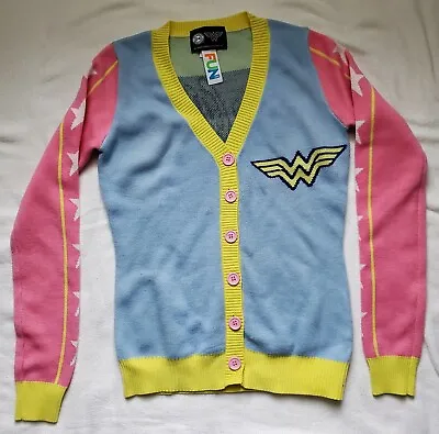 NEW FUN DC Comics Wonder Woman Pastel Ugly Holiday Christmas Cardigan Sweater S • $34.99
