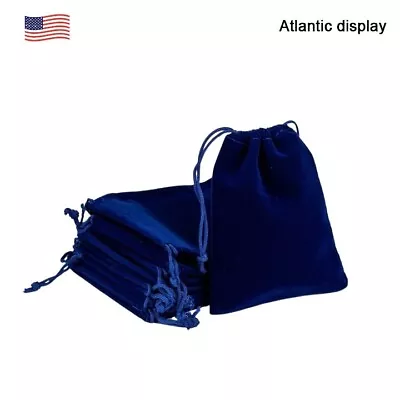 Velvet Gift Bags Drawstring Jewelry Pouches  (10 Pack) Royal Blue • $6