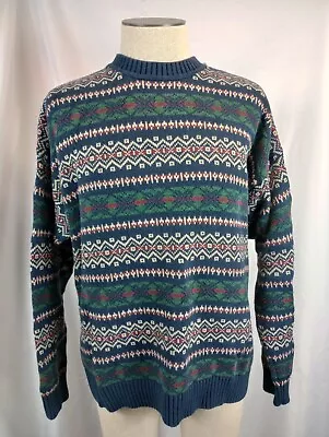 VINTAGE Dockers Sweater Men's Size XL Pullover Crew Neck Retro Holiday Design • $14.98