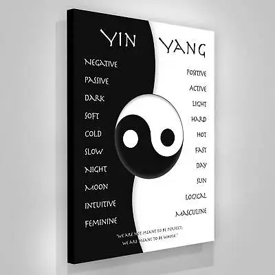 Yin And Yang Wall Art Zen Inspirational Taiji Canvas Print Yoga Decor Universe • $59.95