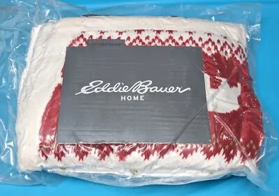 NEW Eddie Bauer Grizzly Peak UltraPlush Red Bear Blanket Throw 50x60 Sherpa • $59.99