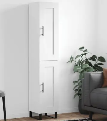 Tall Kitchen Larder Slim White Pantry Cabinet Cupboard Storage Unit Shelves Wood • £118.99