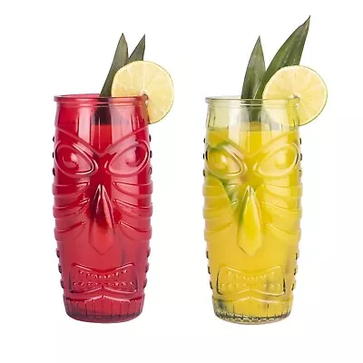 Tiki Cocktail Glasses 600ml Drinkware Glass Māori Style Drinking Hawaiian Pukkr • £9.99