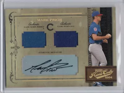 2004 Playoff Prime Cuts Material Combo MARK PRIOR Jersey/Hat/Auto /22 Cubs • $14.99